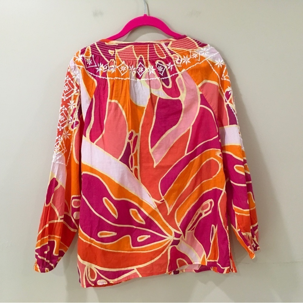 CHRISTIAN SIRIANO Aztec Blouse Top Embroidered Boho orange - Picture 2 of 6